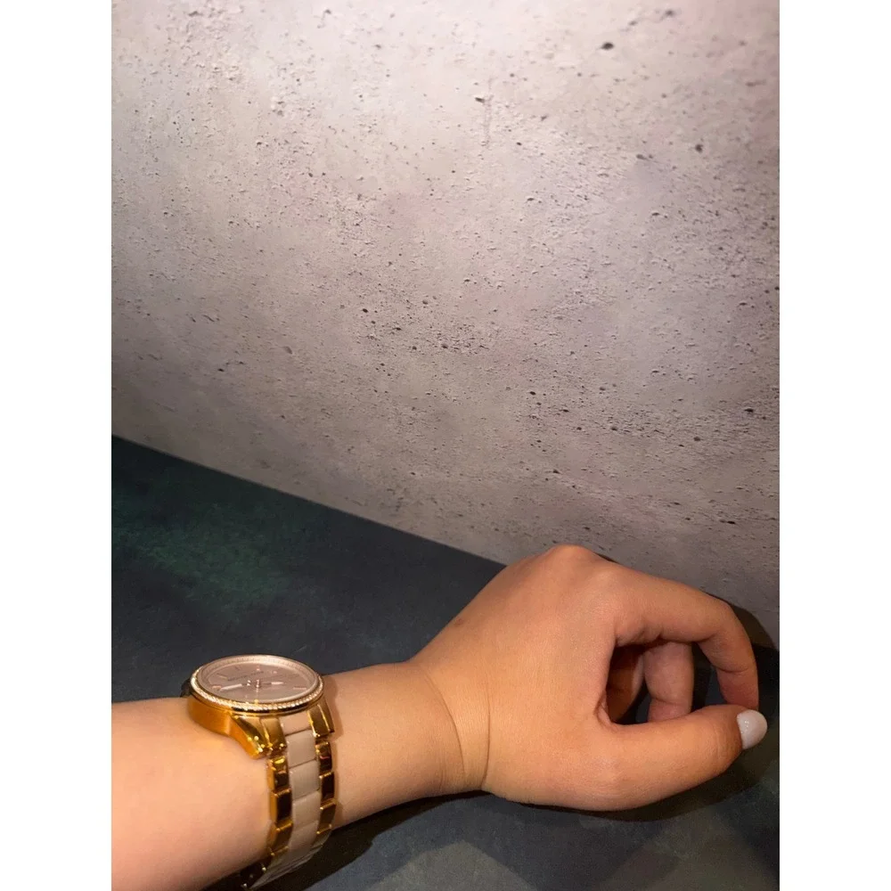Michael Kors Parker Rose Gold Tone Blush Acetate Crystal Watch
